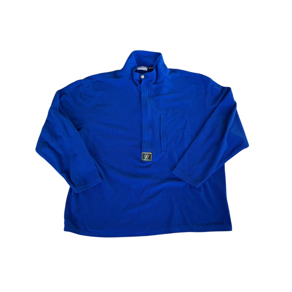 Vintage Versace Sport Blue Quarter Zip Pullover Sweater Mens 2XL